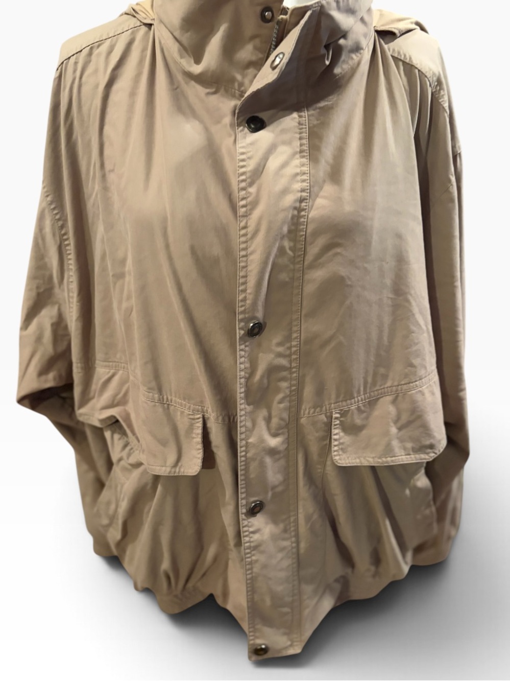 London Fog Men’s XXL Tan Hooded Windbreaker Jacket Lightweight Full Zip